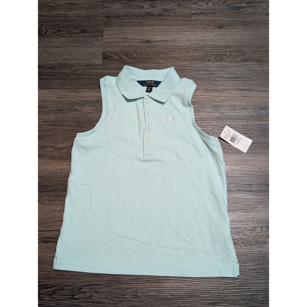 Polo Ralph Lauren Girls Medium 8-10 Sleeveless Polo Shirt Blue Mint NWT